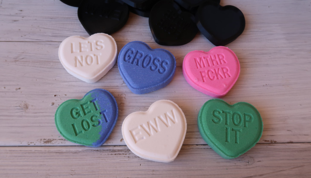 Anti Valentines Conversation Heart Bath Bomb Mold