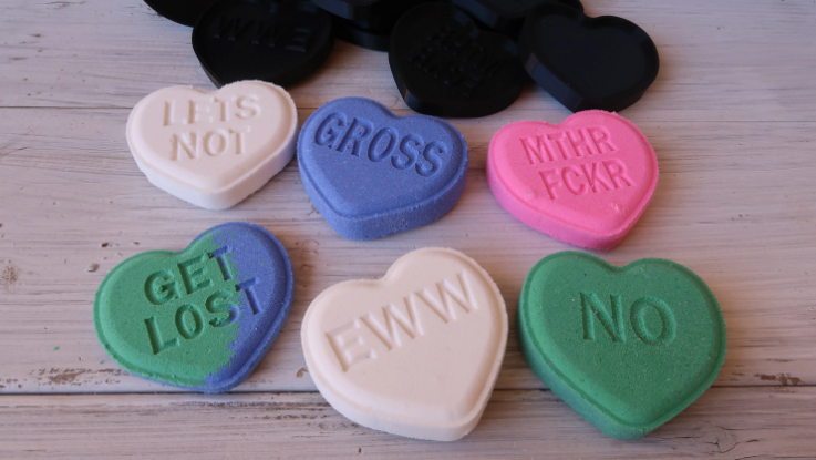 Anti Valentines Conversation Heart Bath Bomb Mold